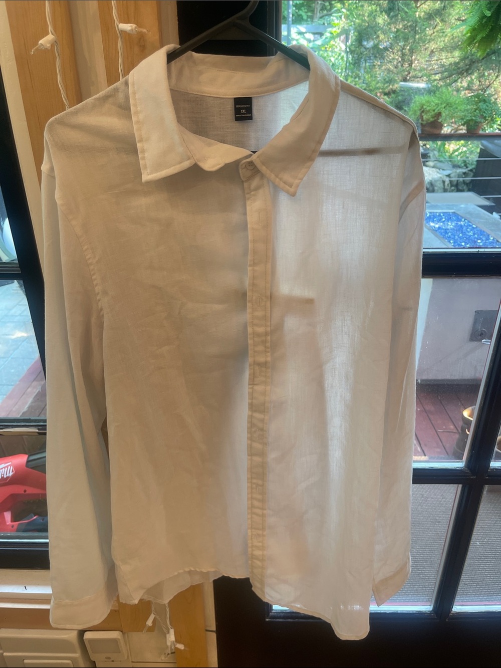 Classic Men's White Linen Button-Up Shirt Jacket
